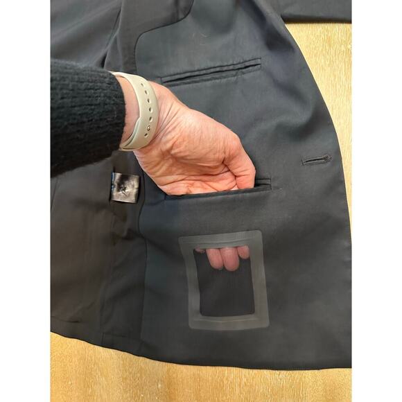 Argent Double Breasted Blazer Jacket BLACK Size 2 - Picture 3 of 10